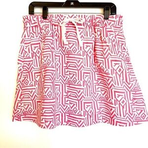 J. Crew Pink And White Geometric Print Skirt Size 10